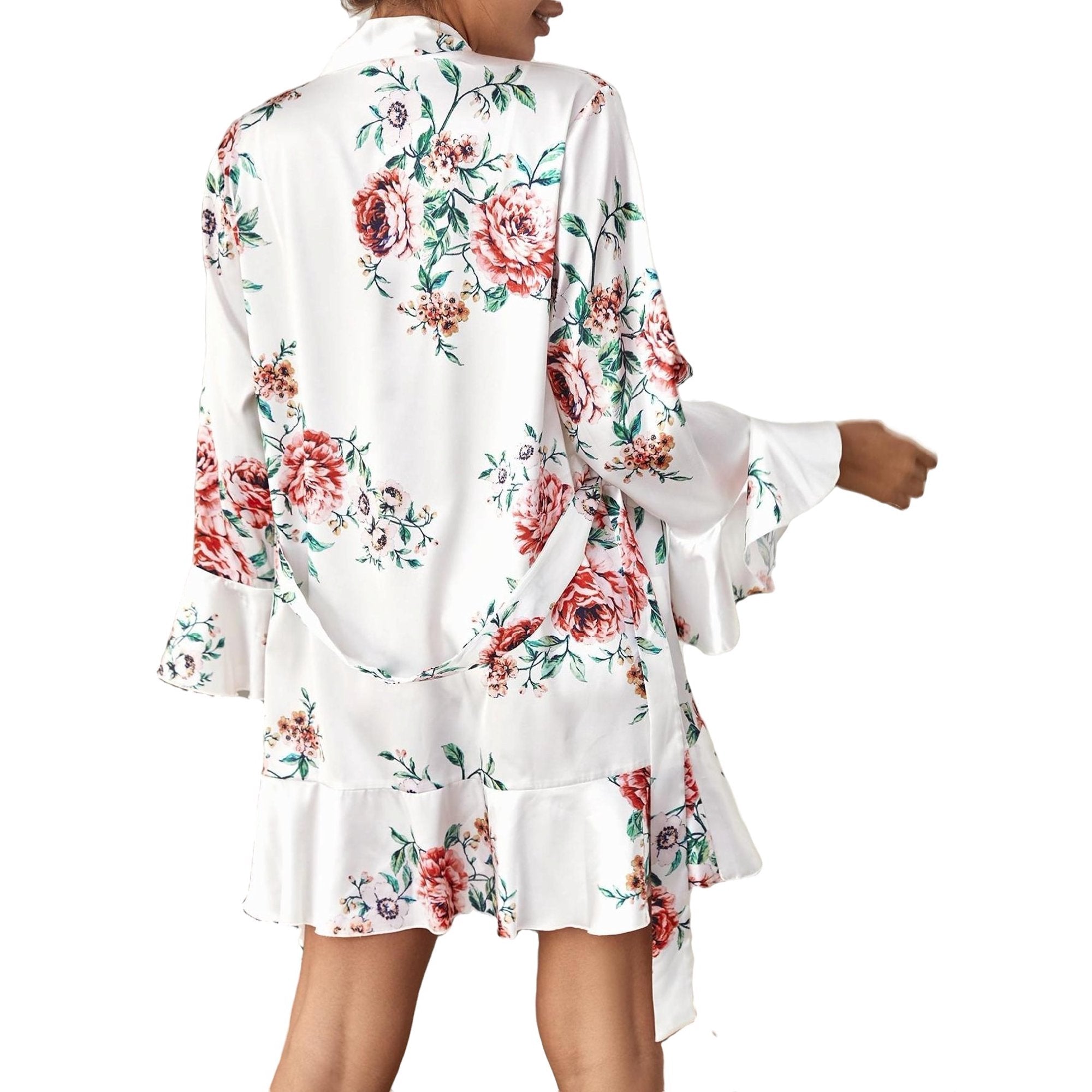 Vougez -  Daisy Floral Silk 3pcs Nightgown set