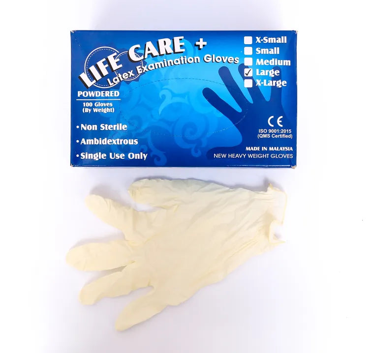 Lifecare Latex Disposable Powdered Examination Gloves