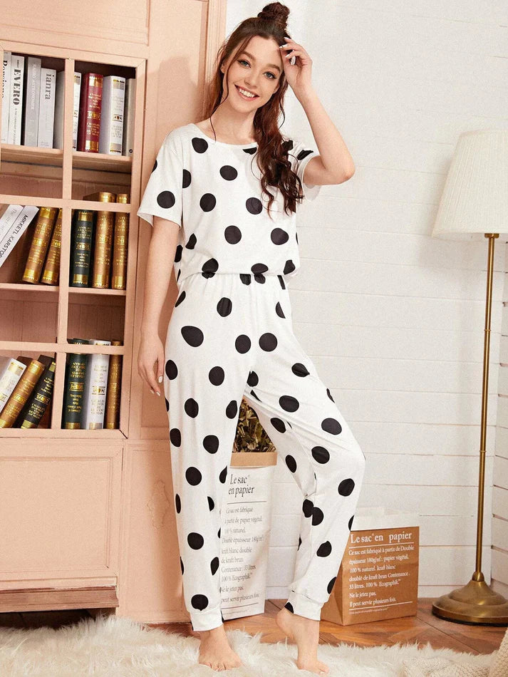 BAMS Cotton Printed Big Polka Pajama Suit