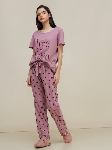 BAMS Cotton Printed Love Sleep Pajama Suit