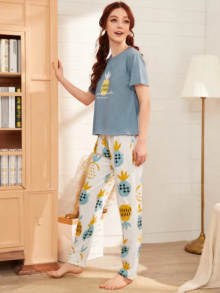 BAMS Cotton Printed Pineapple Pajama Suit