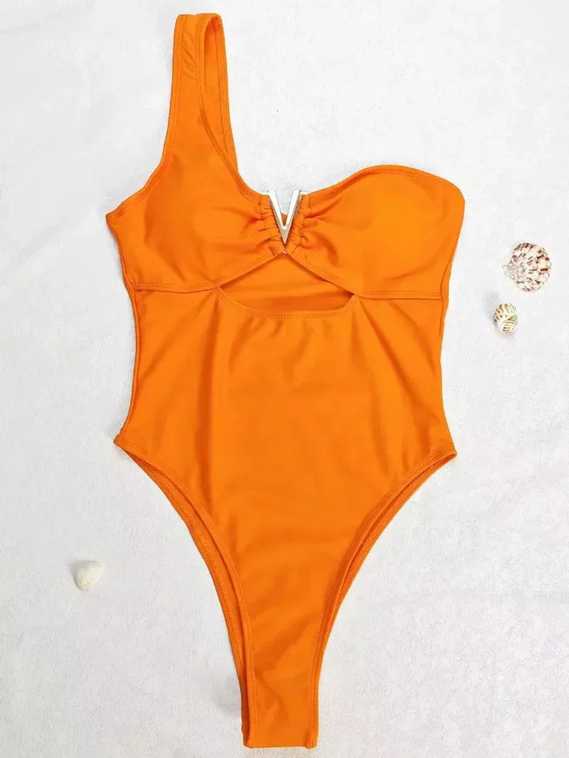 Vougez -  Rust Orange One piece Bikini Swimsuit