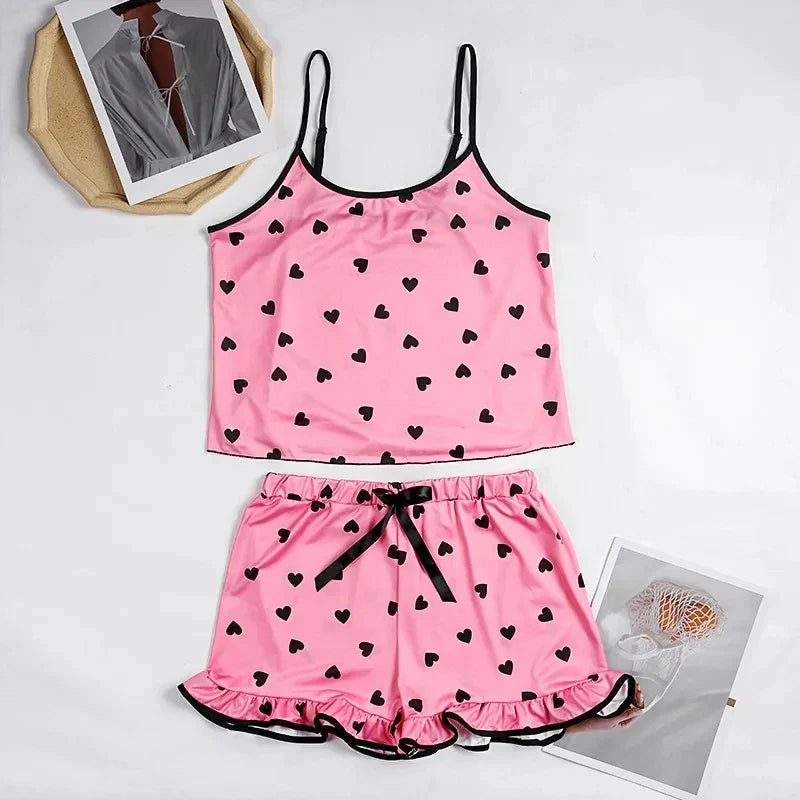 Vougez -  Neptune 2pcs Hearts Printed Cami Set