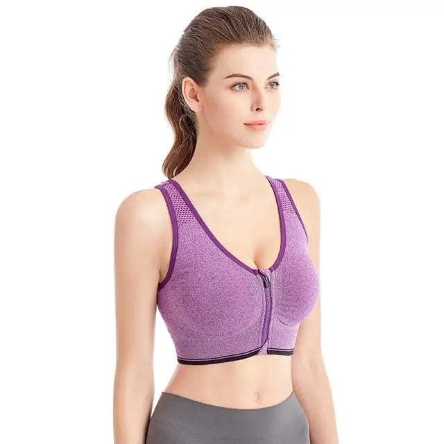 Vougez - Pearl Zipper Pushup Sports Bra