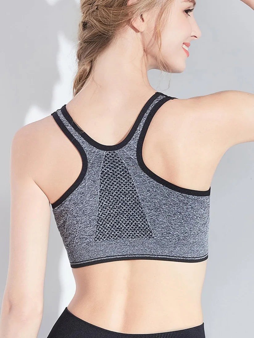 Vougez - Pearl Zipper Pushup Sports Bra