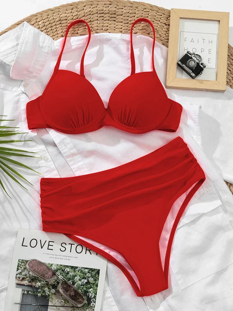 Vougez -  Gloria Red Luxury Push Up Bikini Set