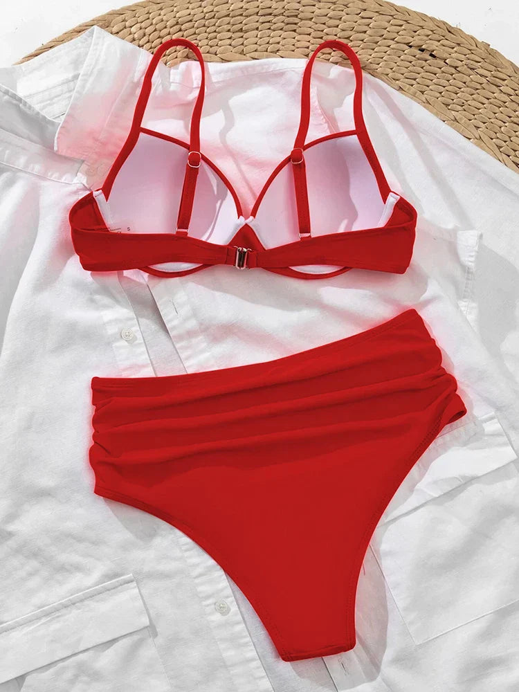 Vougez -  Gloria Red Luxury Push Up Bikini Set