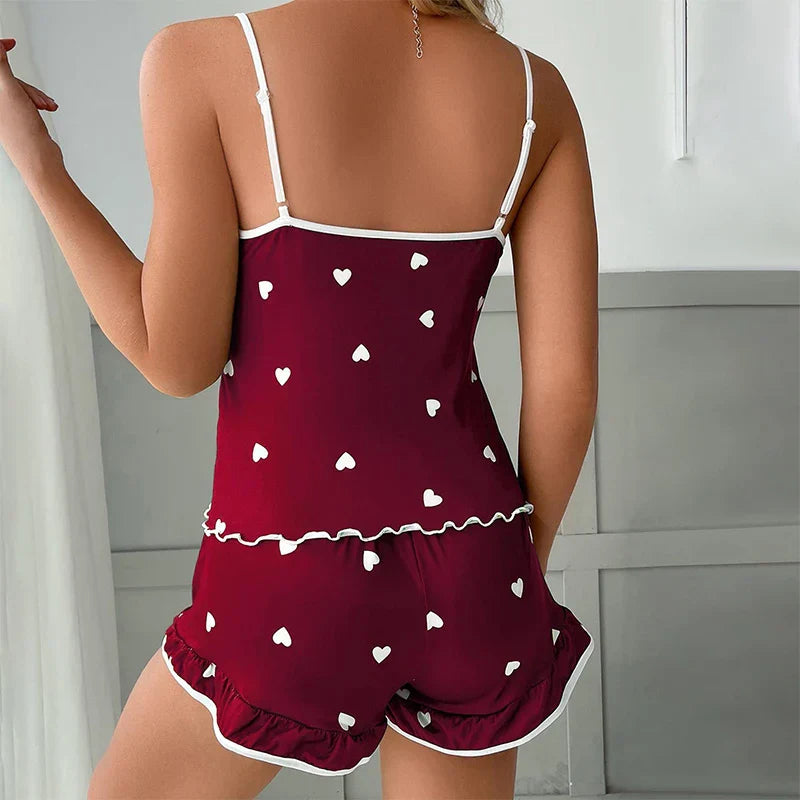 Vougez -  Neptune 2pcs Hearts Printed Cami Set