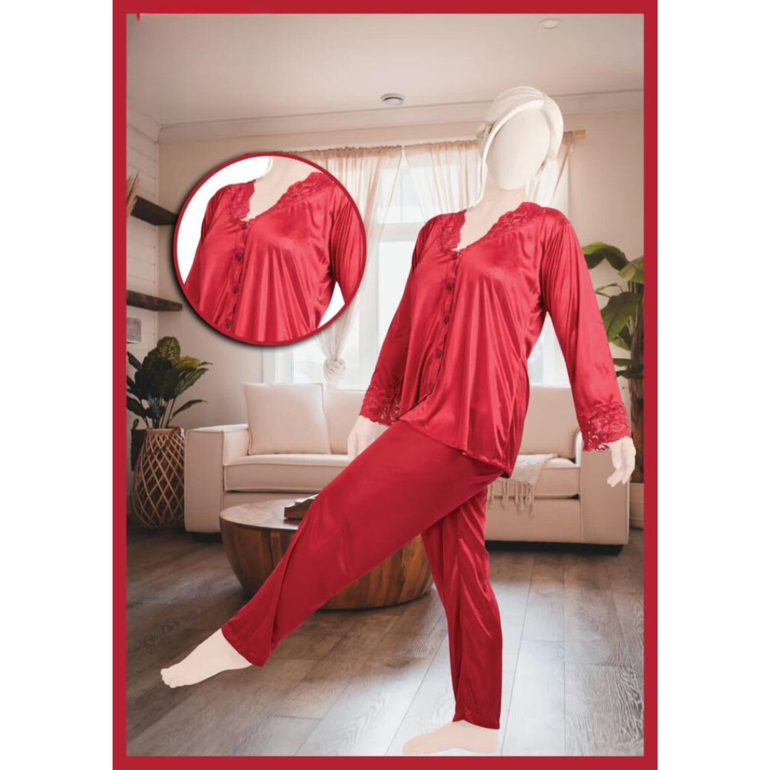 Vougez - Aster 100% Silk Pajama Suit