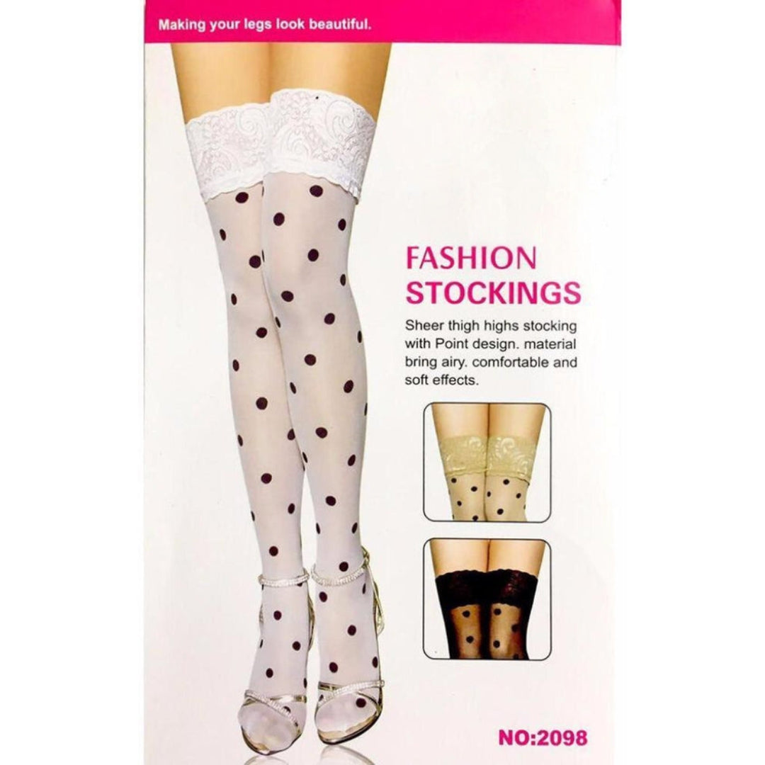 Vougez - Polka Dots Women Leg Stocking White