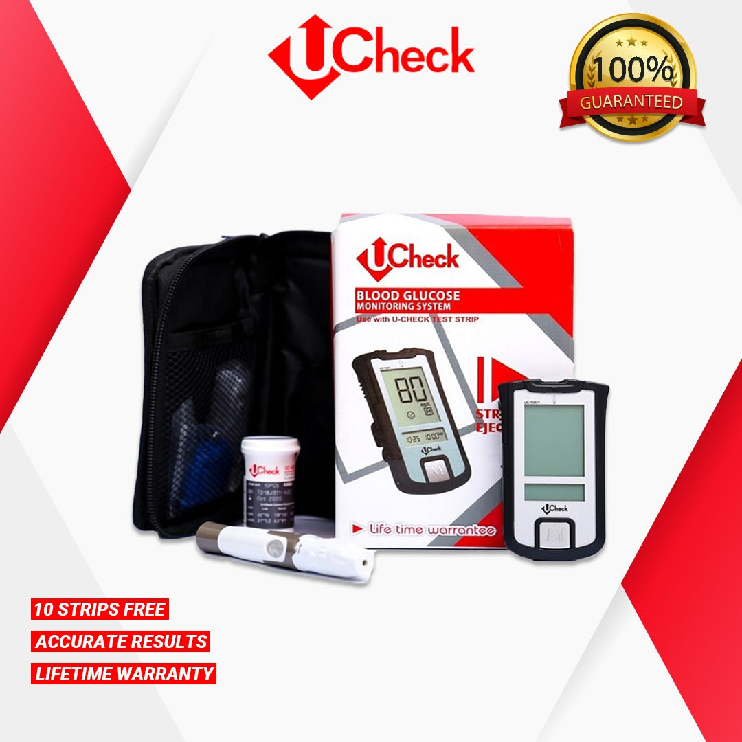 Ucheck Glucose Sugar Test Meter Kit Glucometer - with free accessories