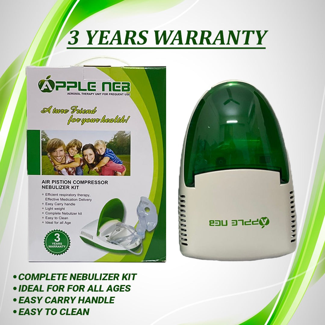 Nebulizer by APPLE Neb Air Piston Compressor Nebulizer Kit - 3 years warranty