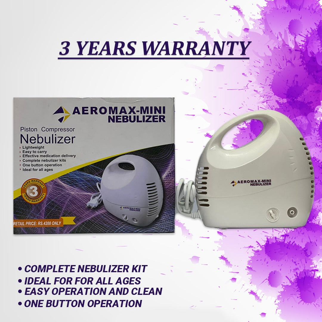 Nebulizer by AEROMAX Neb Mini Air Piston Compressor Nebulizer Kit - 3 years warranty