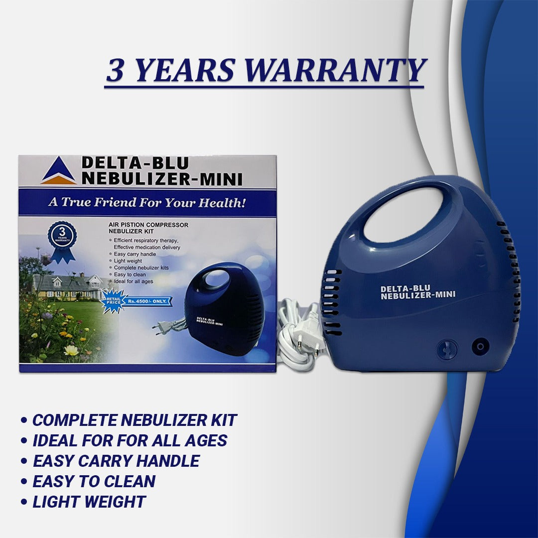 Nebulizer by DELTA-BLU Neb Mini Air Piston Compressor Nebulizer Kit - 3 years warranty