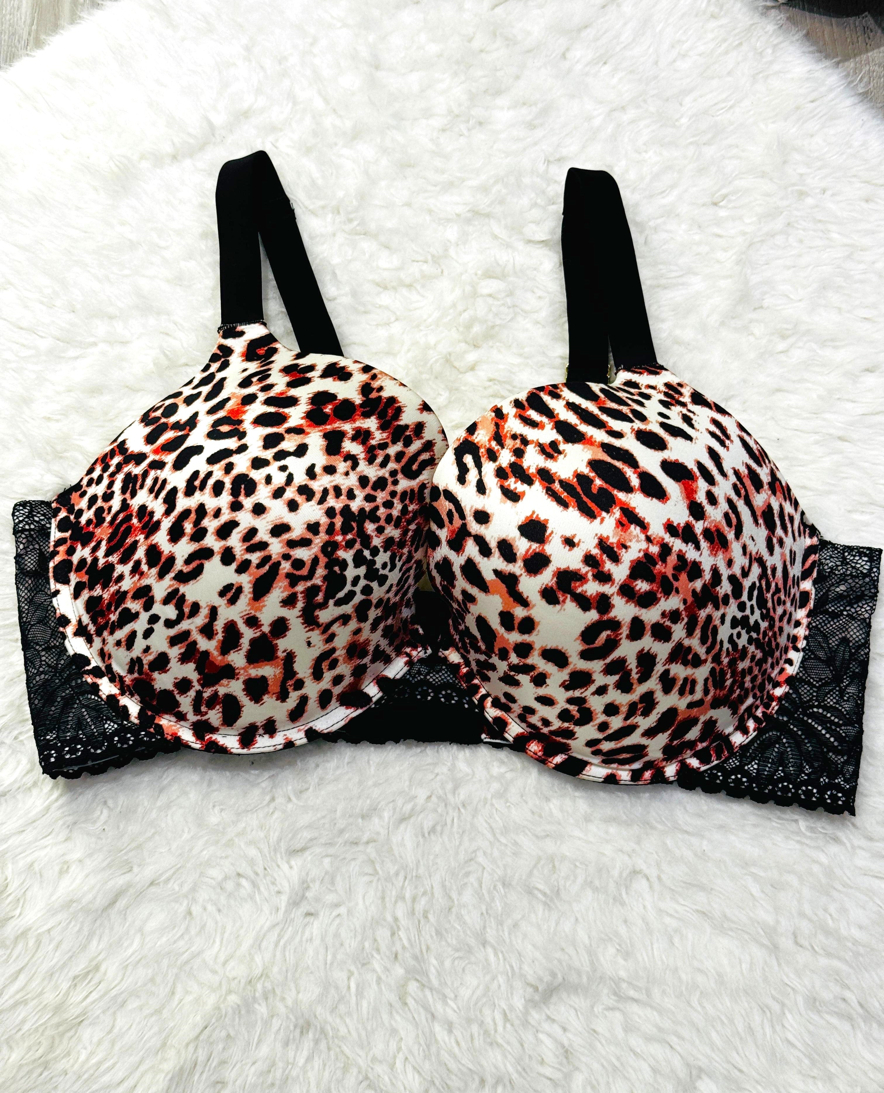 Vougez - Leopard Print Plus Size Padded Bra