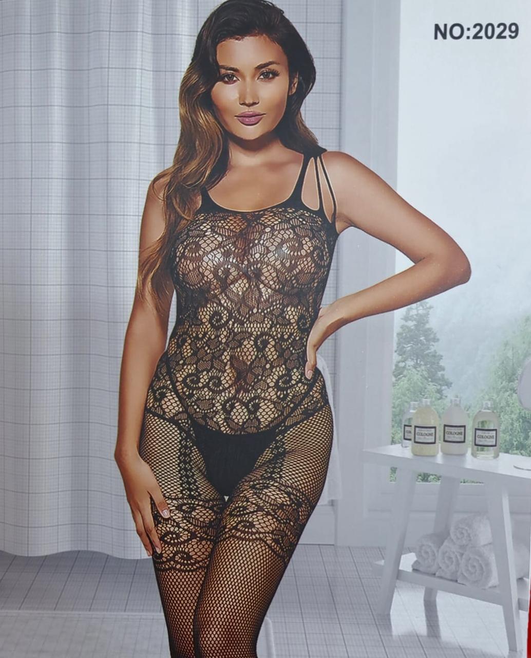 Vougez - Multi Embroidered Full Body Stocking