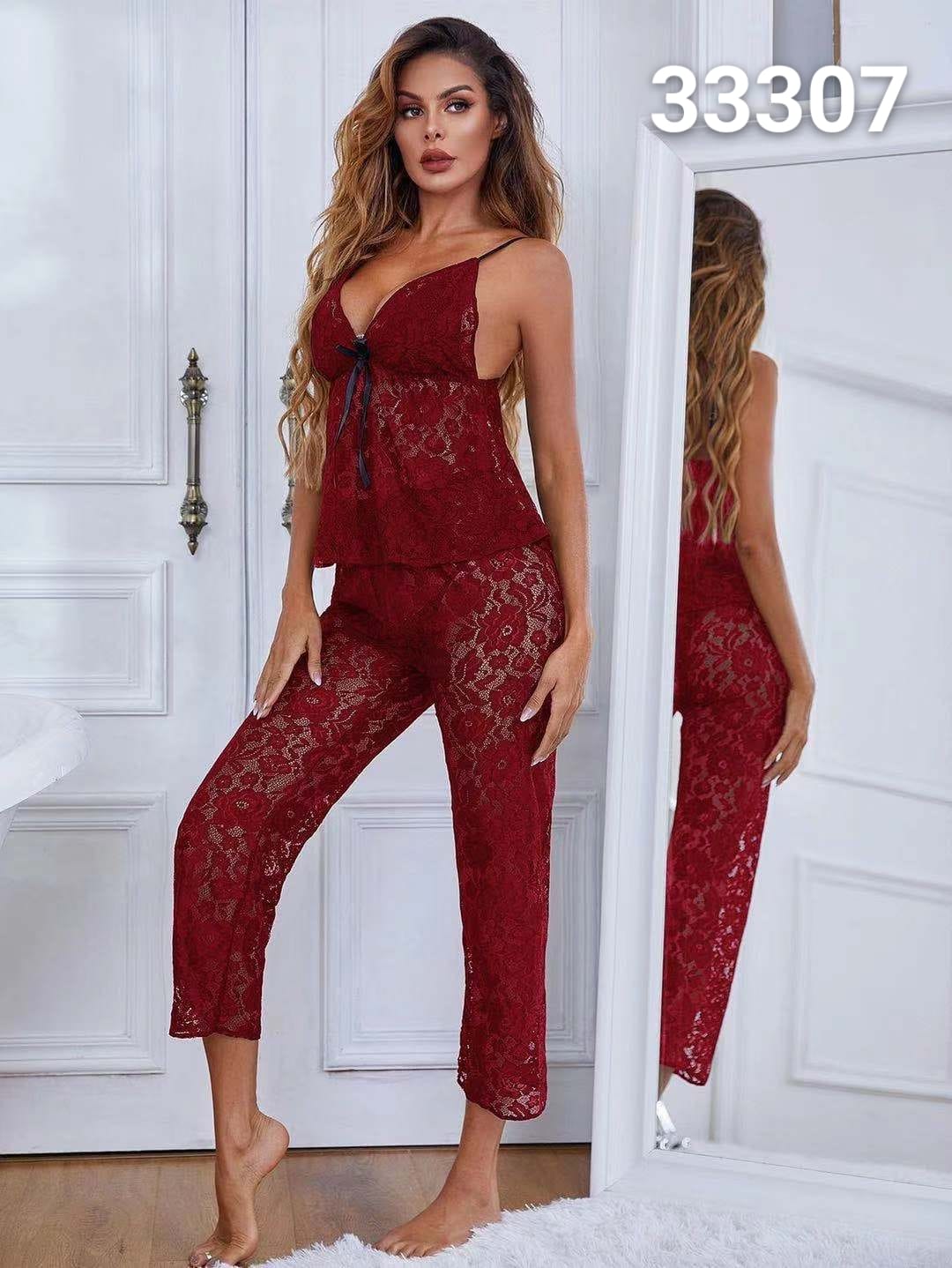 Vougez -  Elegance Floral Sling Top and Trouser Set Maroon