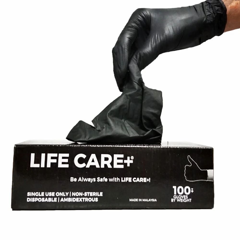 Lifecare Nitrile Examination Disposable Black Gloves 100