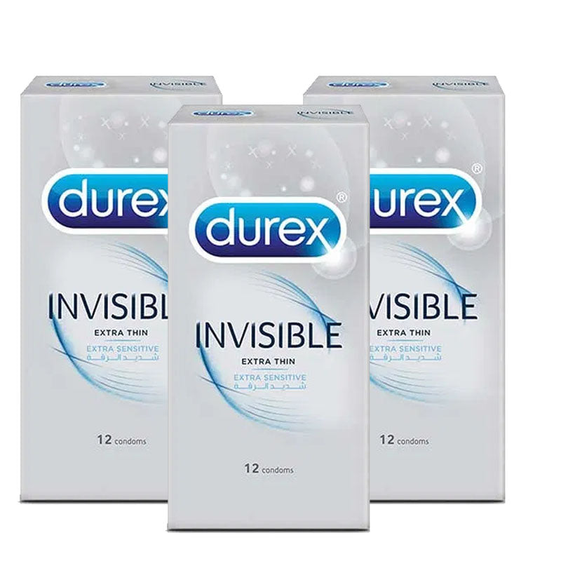 Pack of 3 Durex Invisible Condoms of 12