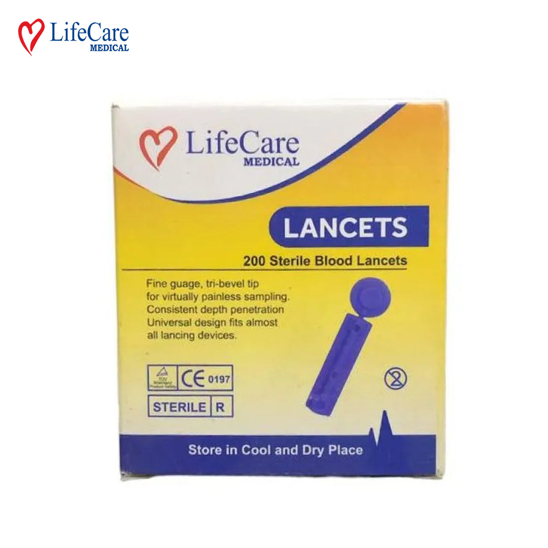 LifeCare Sterile Blood Lancets Sugar Test Needles - 200s