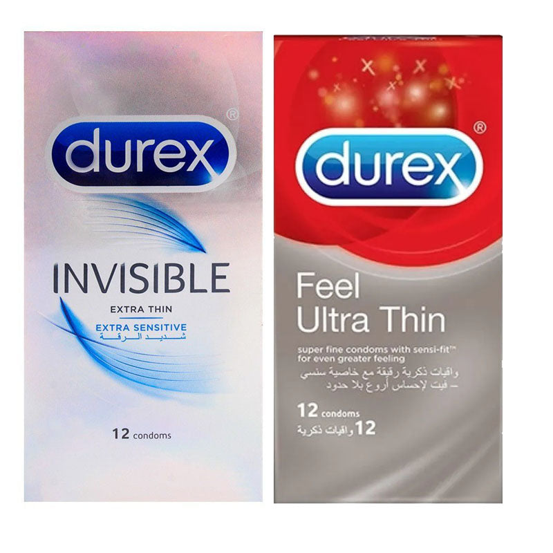 Durex Feeling bundle - Durex Invisible condoms of 12's with Feel Ultra Thin condoms of 12's