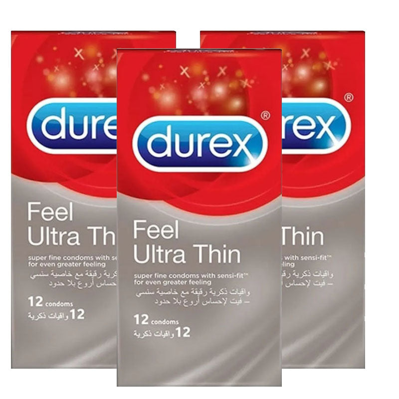 Pack of 3 Durex Feel Ultrathin Condoms of 12